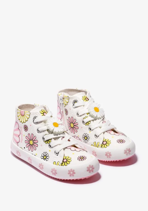 Conguitos Zapatillas Altas Flores Brillo En La Oscuridad Blanco^ Zapatillas