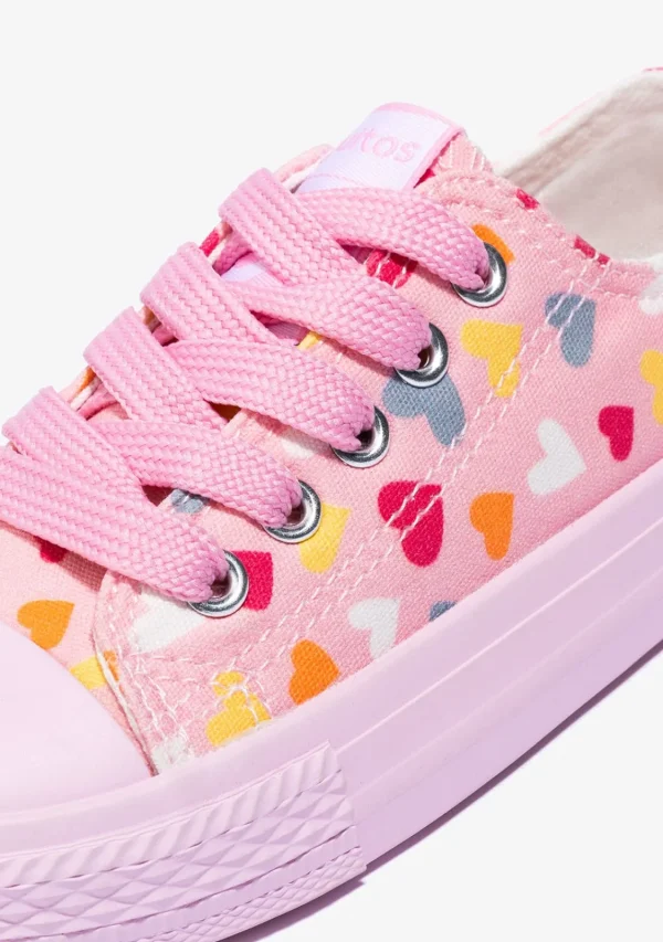 Conguitos Zapatillas De Niña Cordones Corazón Lona Rosa^ Zapatillas