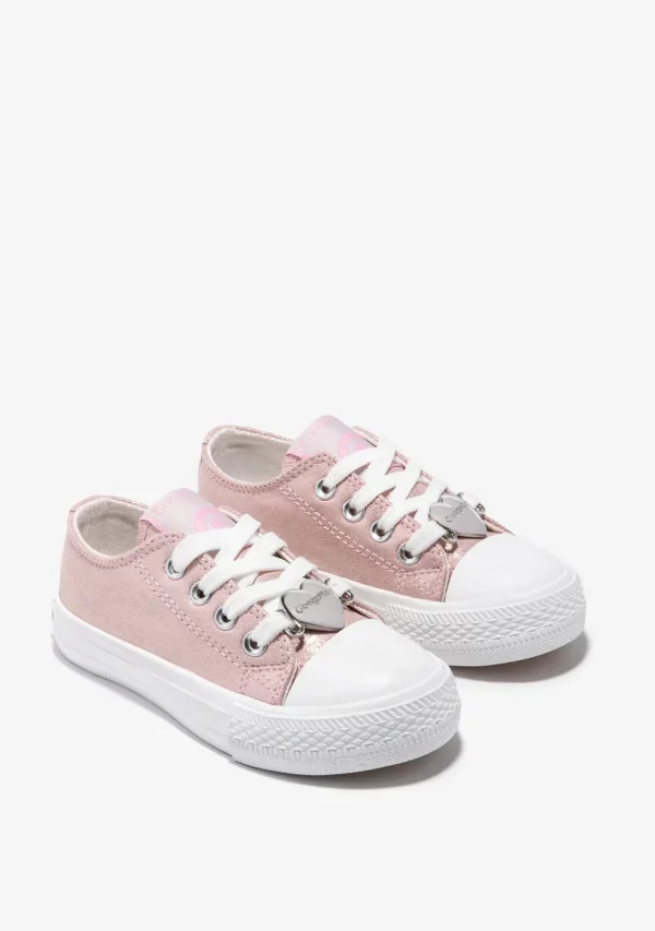 Conguitos Zapatillas Lona Metalizado Corazón Rosa^ Zapatillas