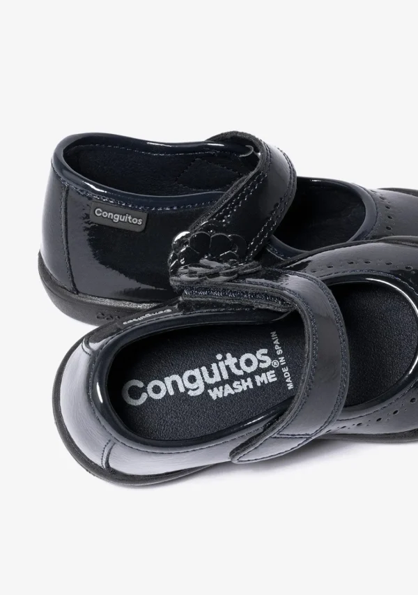 Conguitos Zapatos Colegiales De Charol Lavables De Niña Azul Marino^ Colegiales