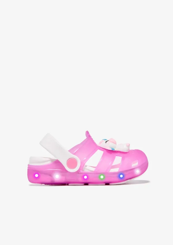 Conguitos Zuecos Unicornio Con Luces Rosa^ Sandalias | Sandalias